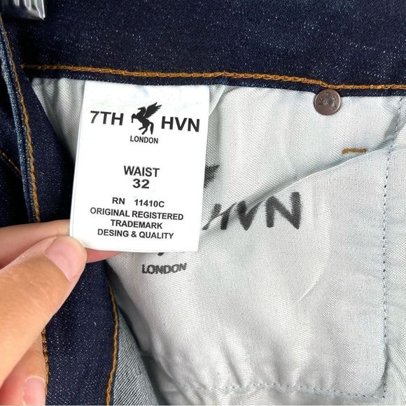7th HVN London Men’s Distressed Dark Wash Slim Jeans Size 32 - Picture 11 of 15